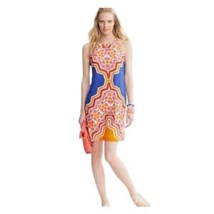 Banana Republic Halter Dress size 4 Colorful Spring Summer Beach Blue Medallion‎